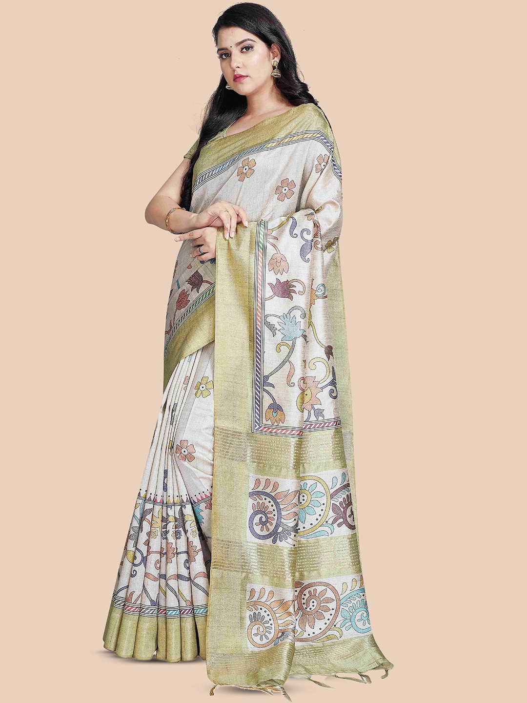 

Rani Saahiba Ethnic motifs Zari Saree, Green