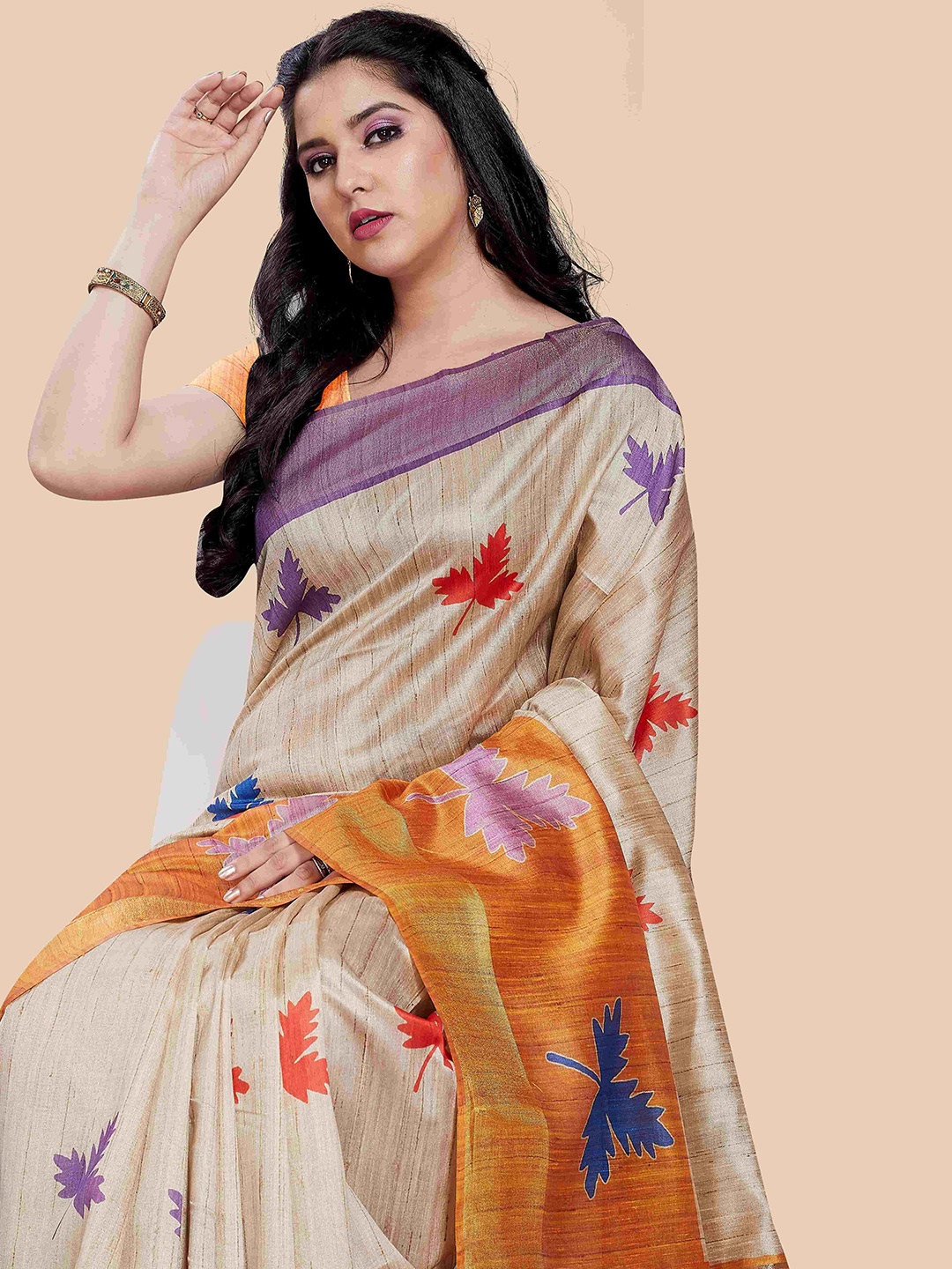 

Rani Saahiba Ethnic Motif Zari Saree, Beige