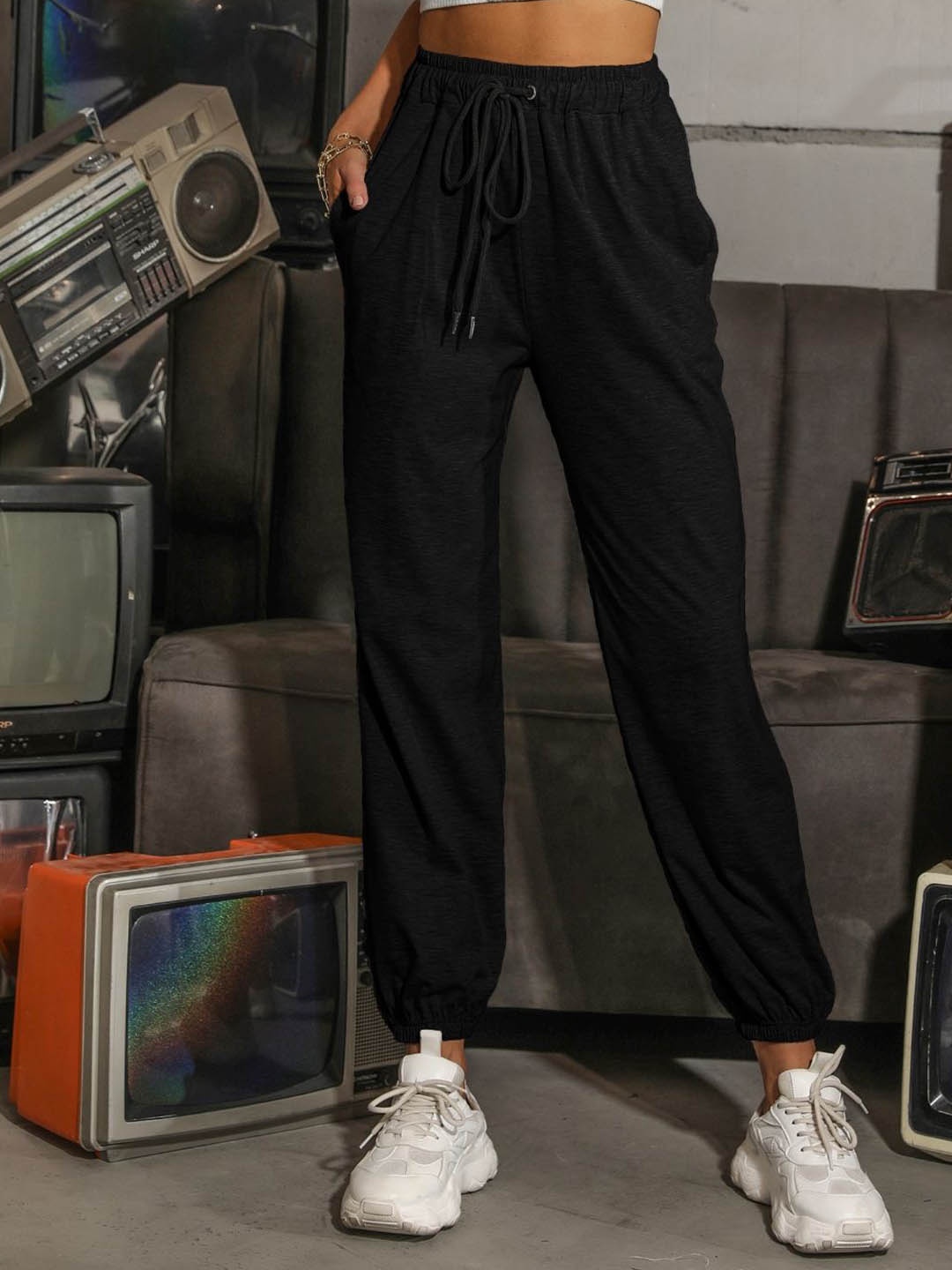 

StyleCast Women Tailored Joggers Trousers, Black