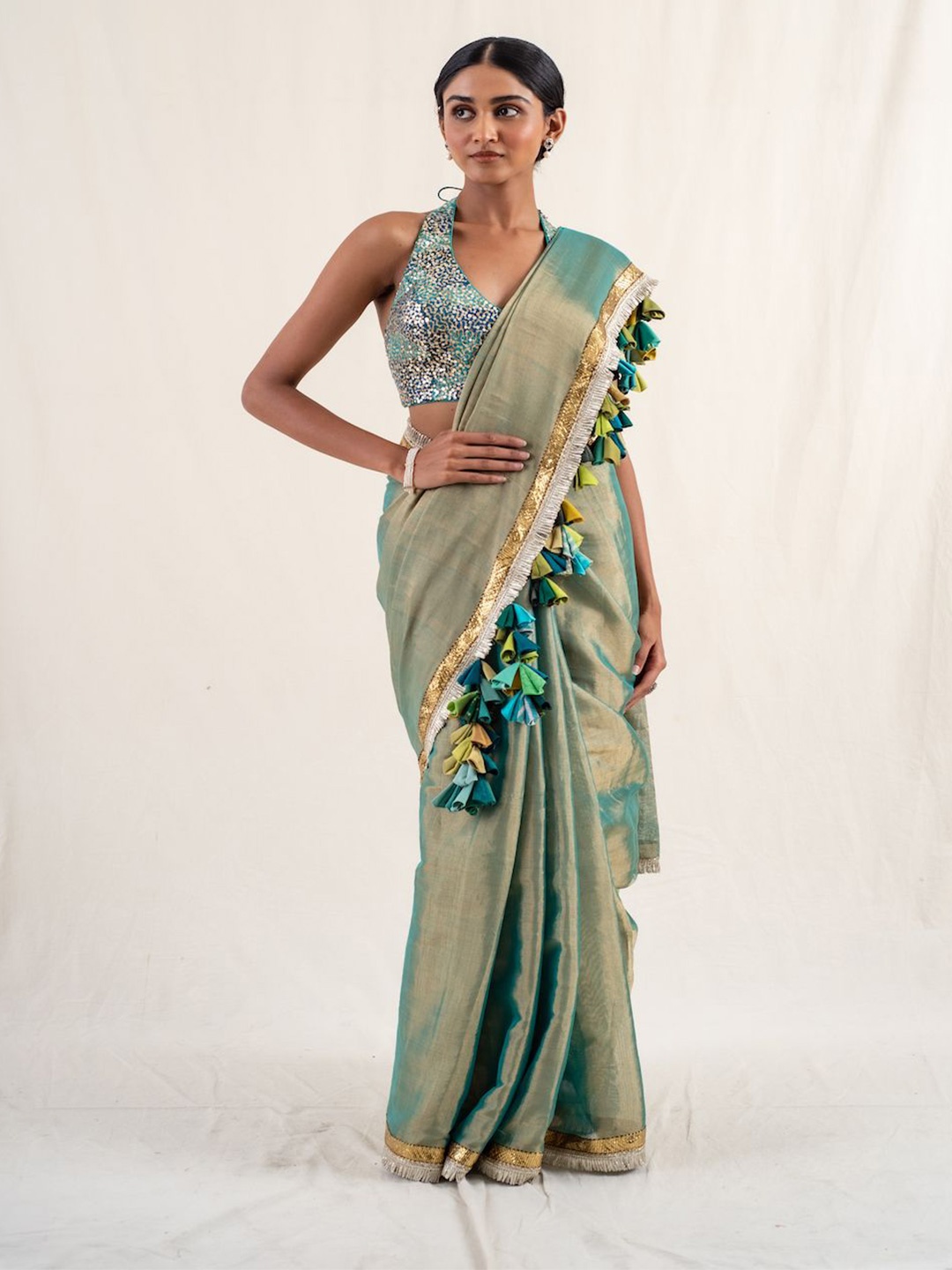

PriyankaRaajiv Pure Silk Chanderi Saree, Green