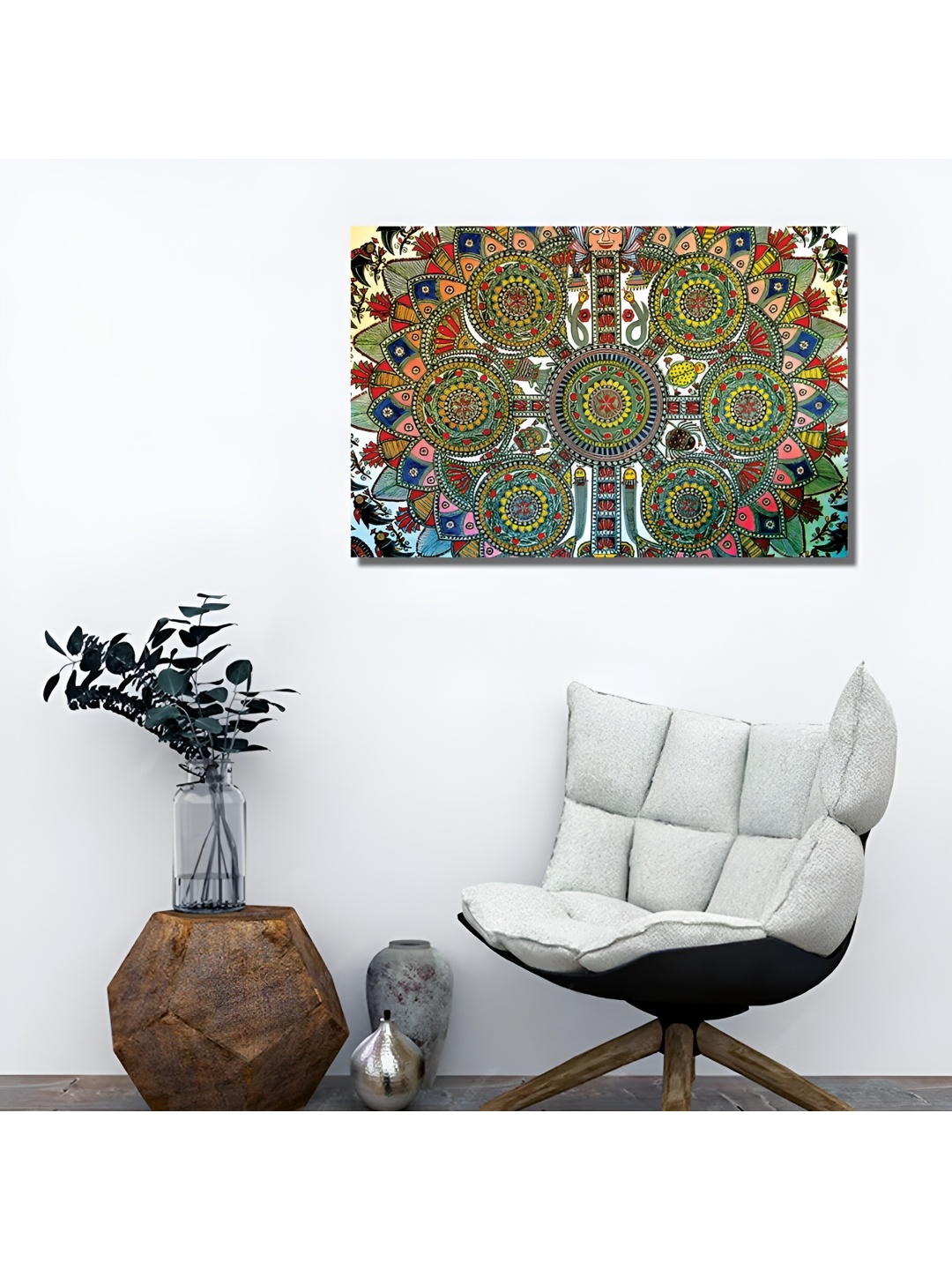 

Tamatina Green & Red Canvas Gallery Wrapped Framed The Chakra of Life Painting Wall Art