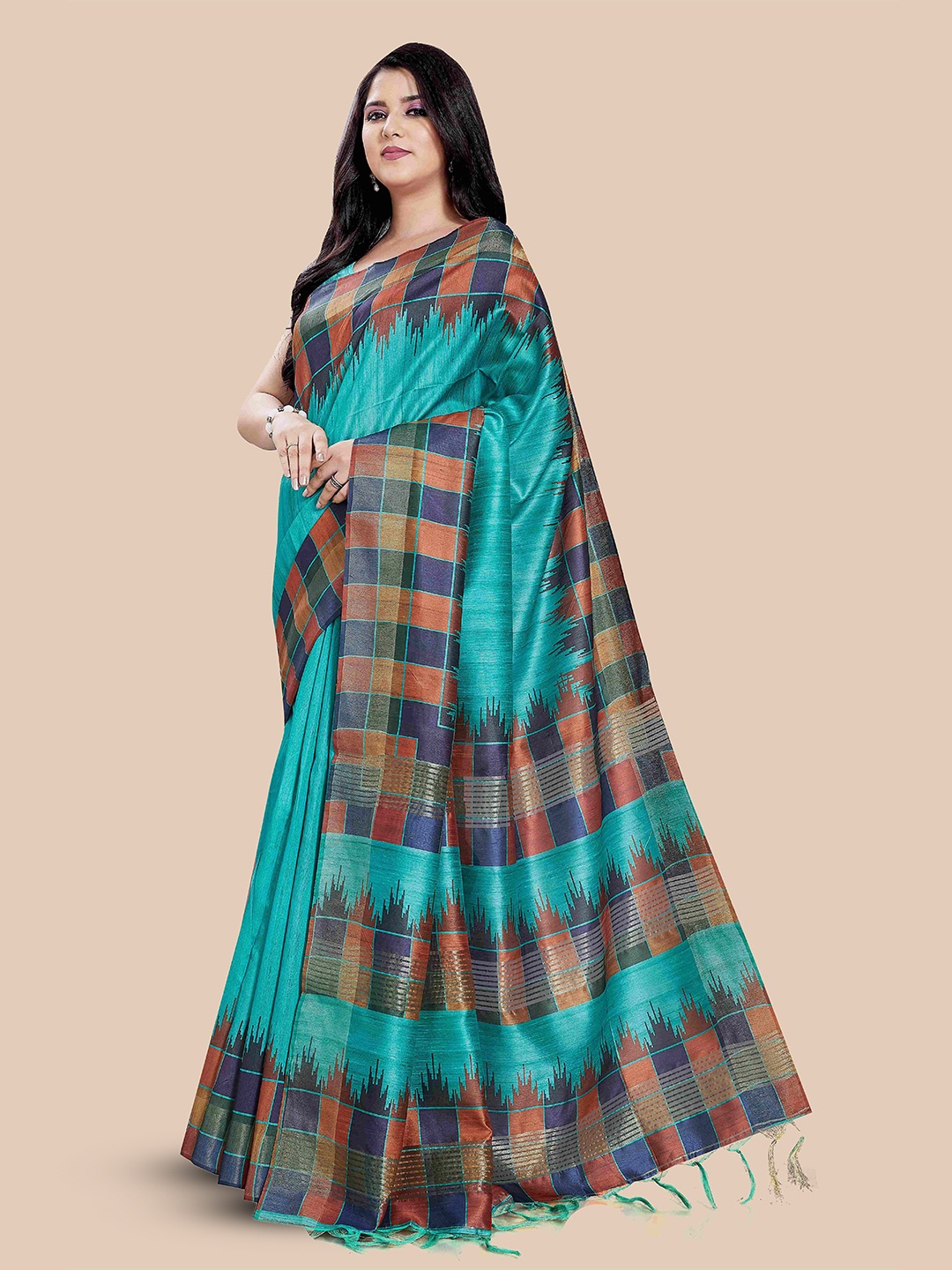 

Rani Saahiba Printed Saree With Blouse Piece, Green