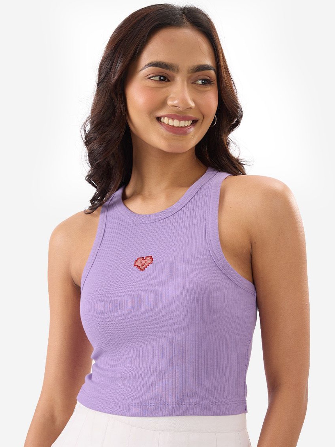 

The Souled Store Printed Round-Neck Tank Top, Lavender