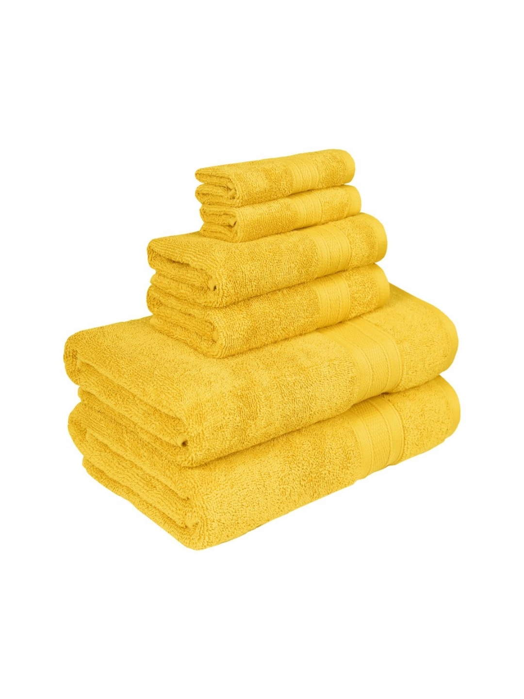 

MYTRIDENT Soft Comfort Yellow 6 Pieces Pure Cotton 500 GSM Towel Set