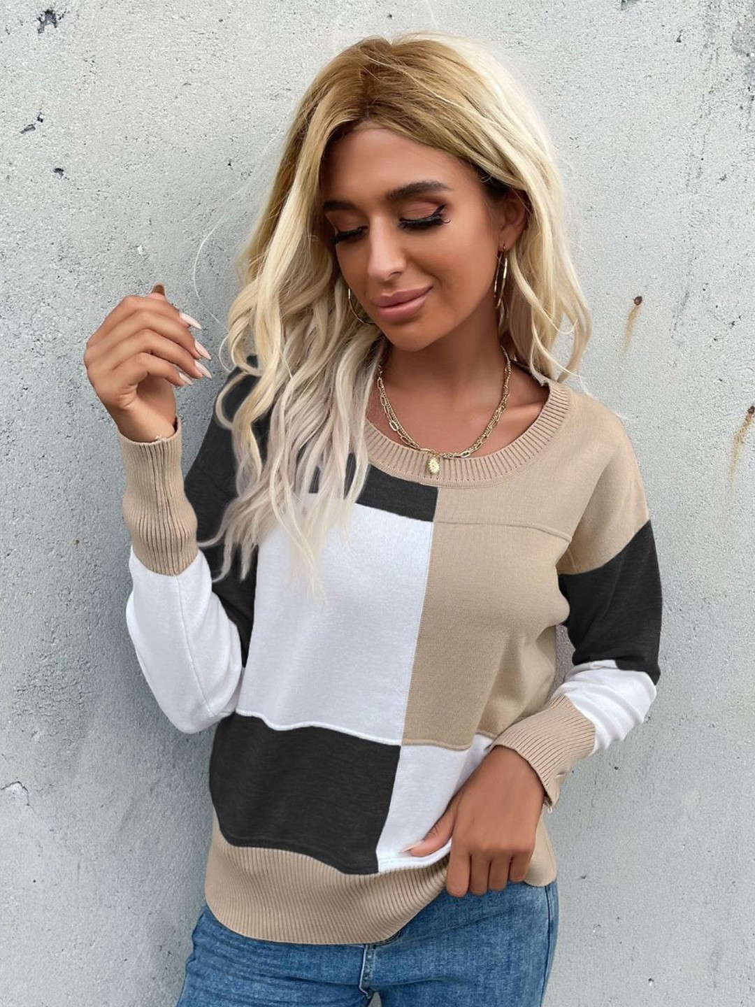

StyleCast Women Colourblocked Pullover Sweater, Black