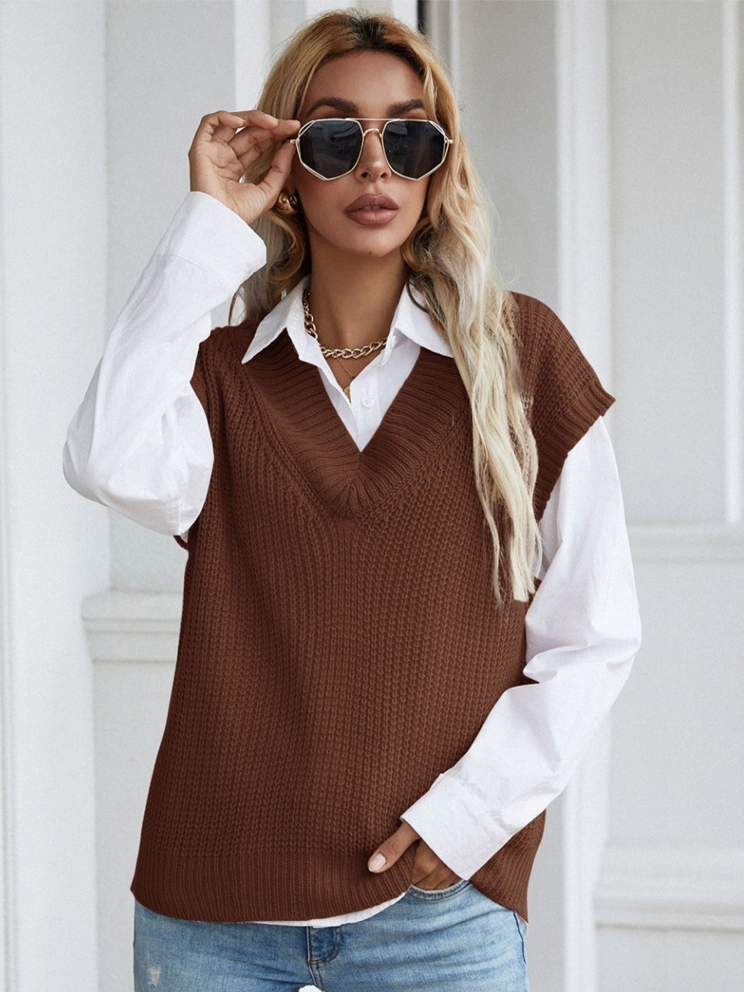 

StyleCast Women Knitted Sweater Vest, Brown