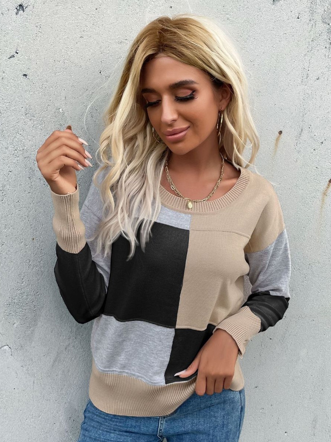 

StyleCast Women Colourblocked Pullover Sweater, Black