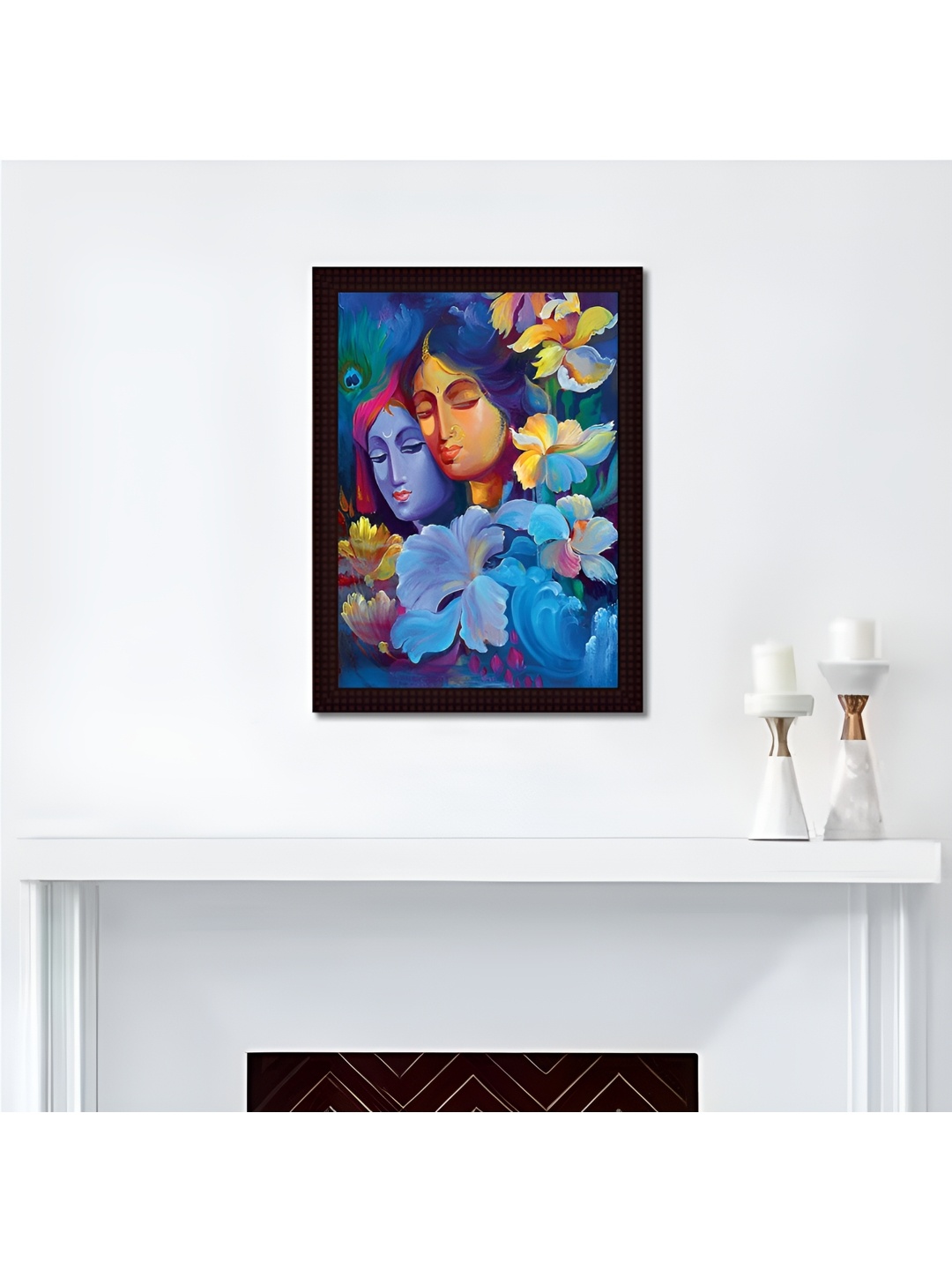 

Tamatina Blue & Beige Radha Krishna Printed Framed Painting Wall Art