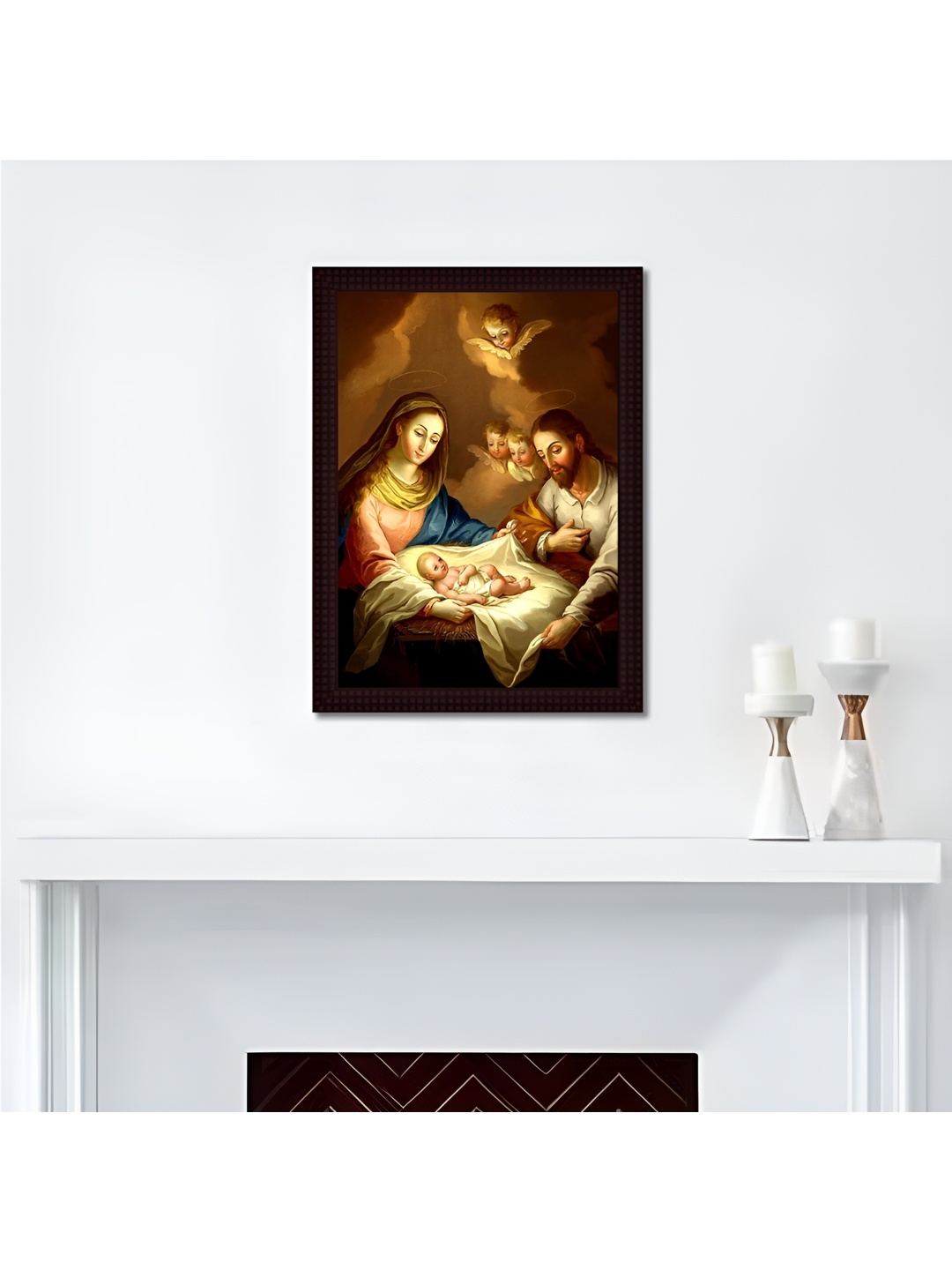 

Tamatina Brown & Blue Printed Wooden Framed Painting Wall Art