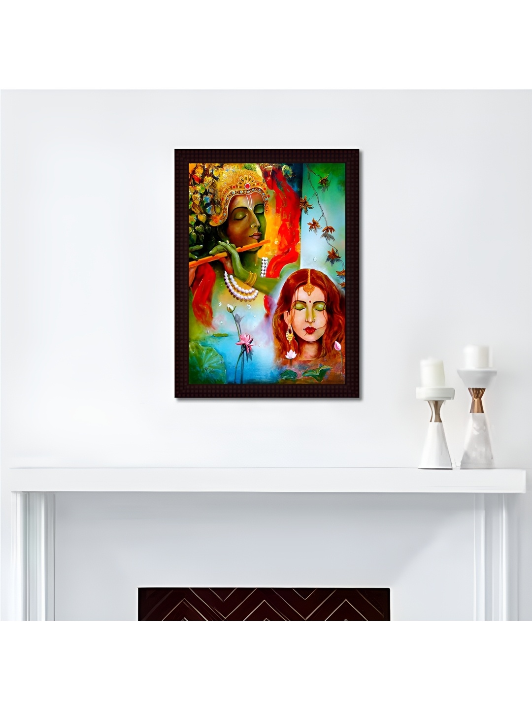 

Tamatina Blue & Red Canvas Framed Krishna & Radha Painting Wall Art