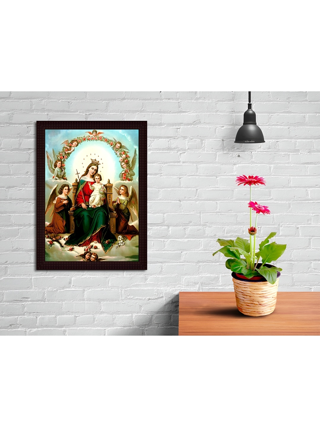 

Tamatina Black & Blue Religious Art Wooden Texture Framed Canvas Painting Wall Art
