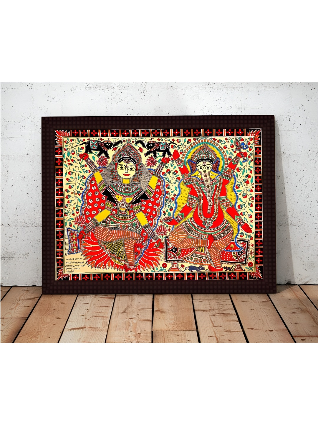 

Tamatina Red & Green Wooden Texture Framed Canvas Religious Painting Wall Art