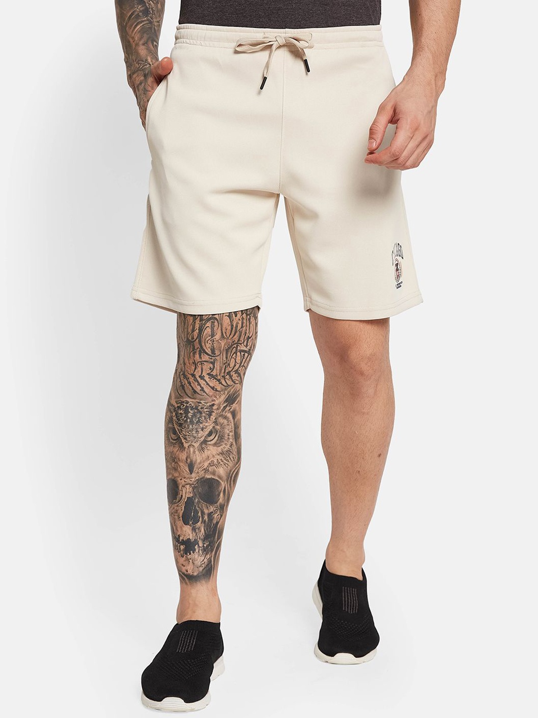 

Octave Men Mid-Rise Cotton Sports Shorts, Cream