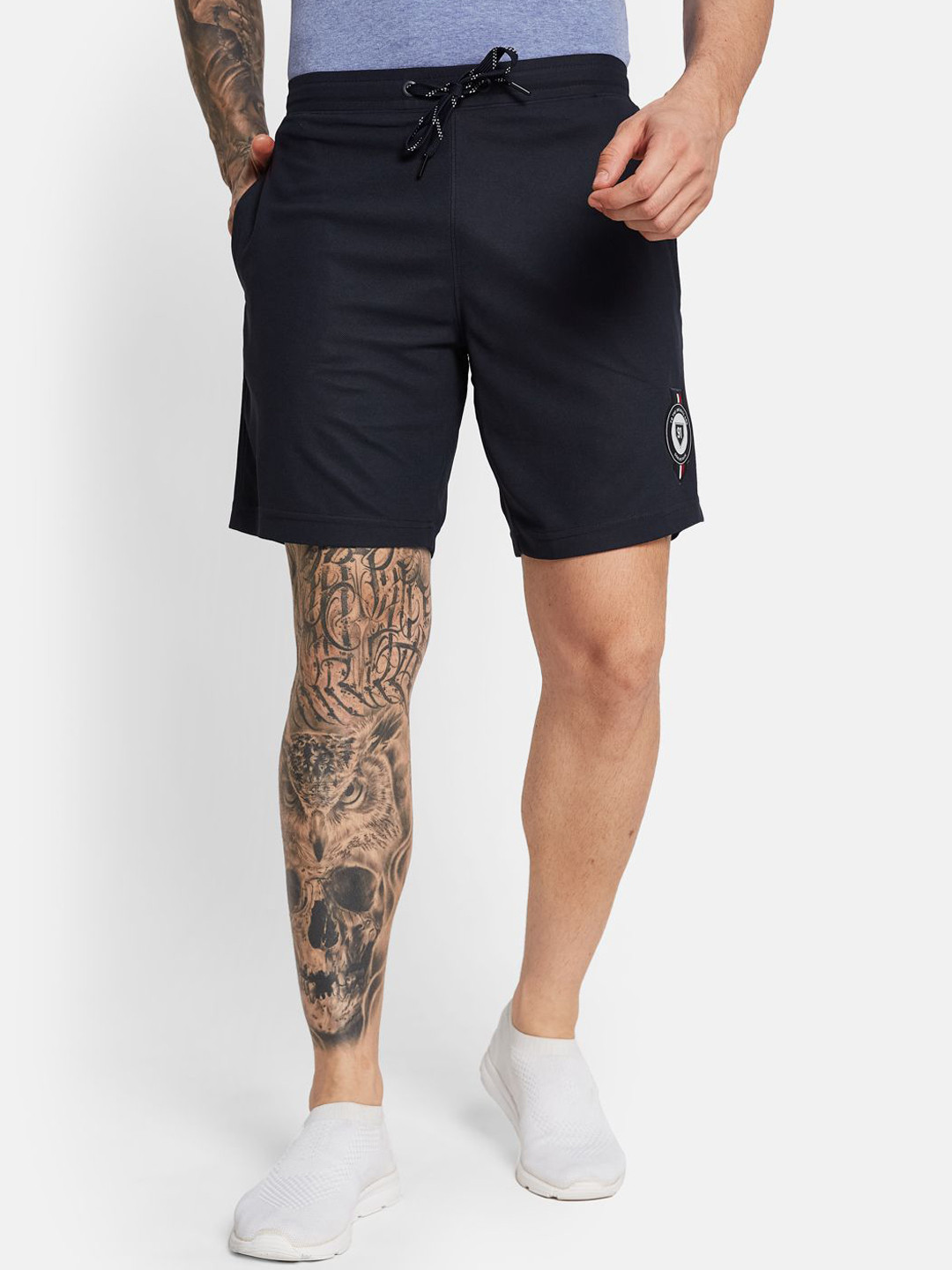 

Octave Men Mid-Rise Cotton Shorts, Navy blue