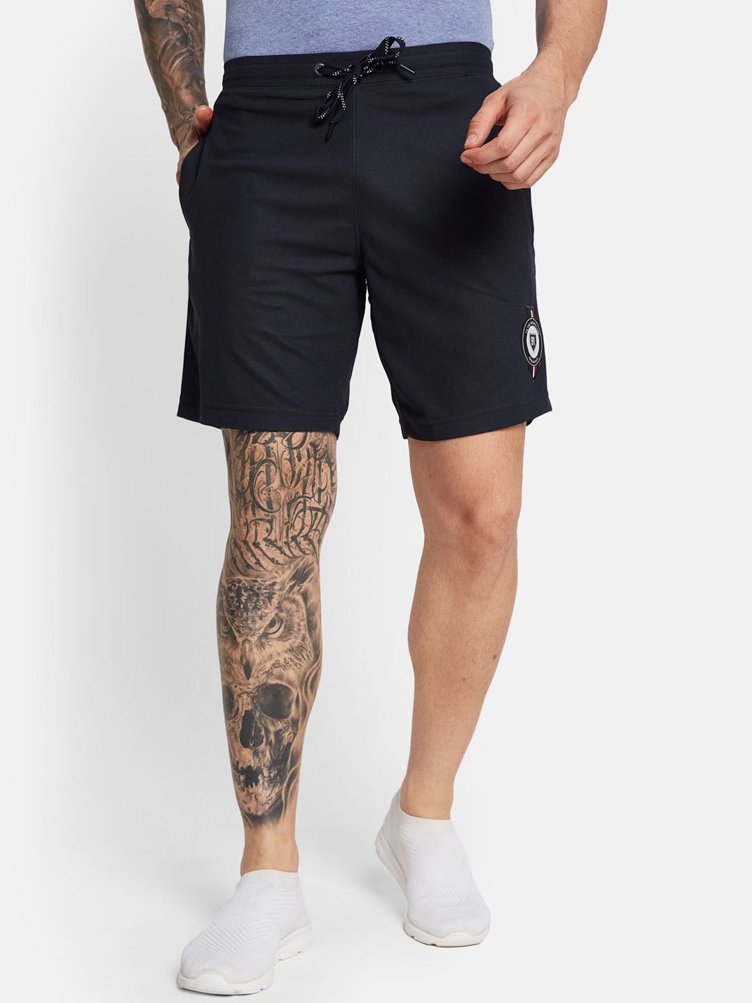 

Octave Men Mid-Rise Cotton Sports Shorts, Navy blue