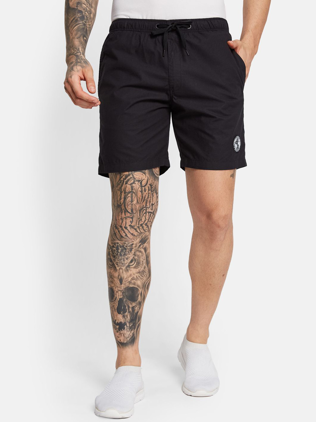 

Octave Men Mid-Rise Cotton Shorts, Black