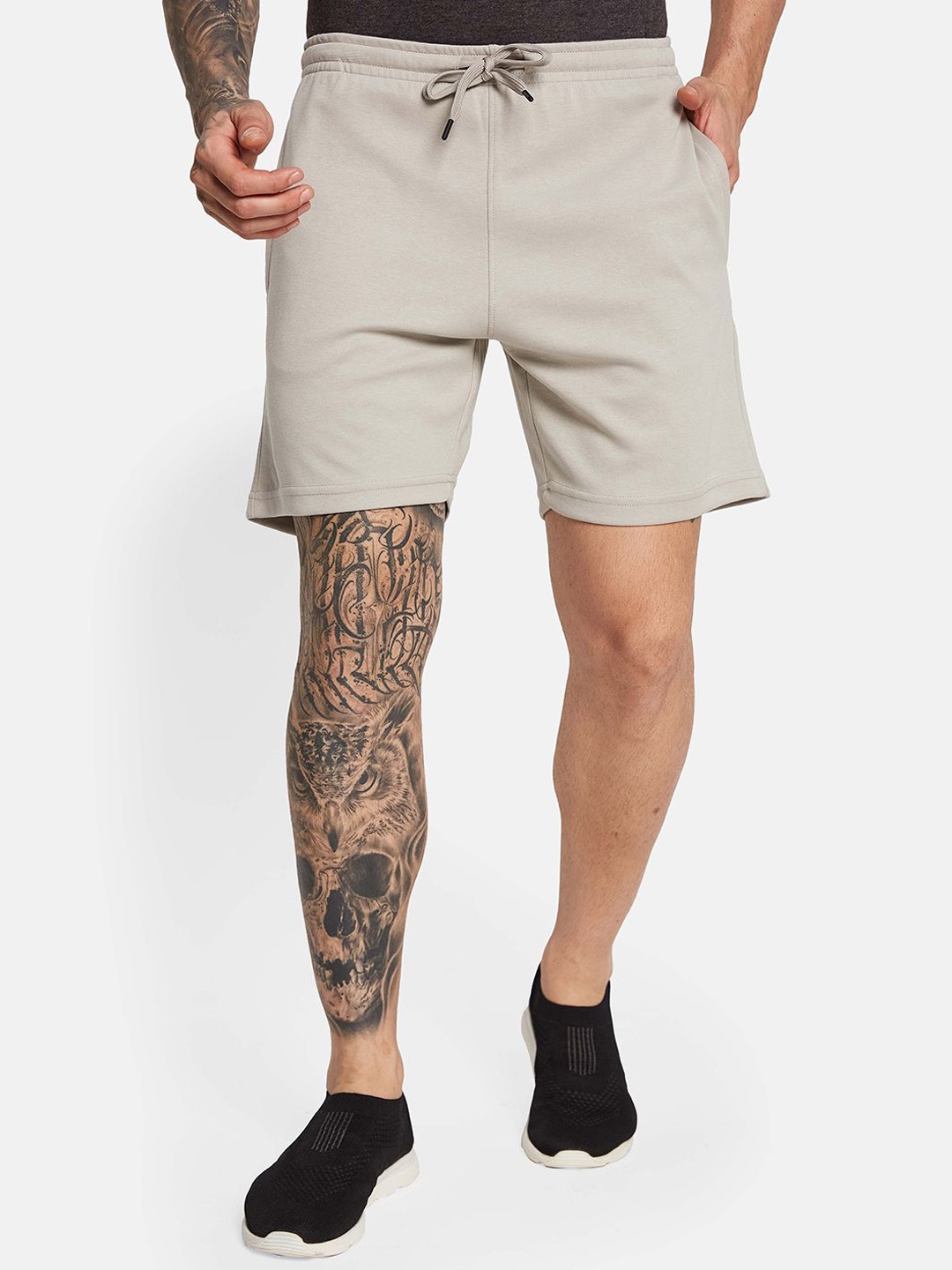 

Octave Men Mid-Rise Cotton Sports Shorts, Cream