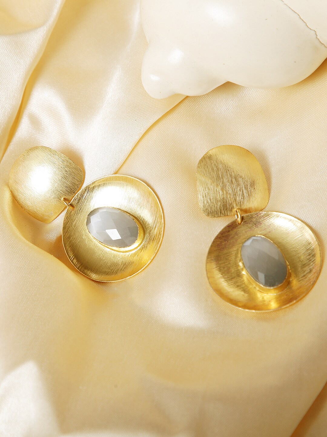 

XAGO Gold-Plated Stone Studded Drop Earrings