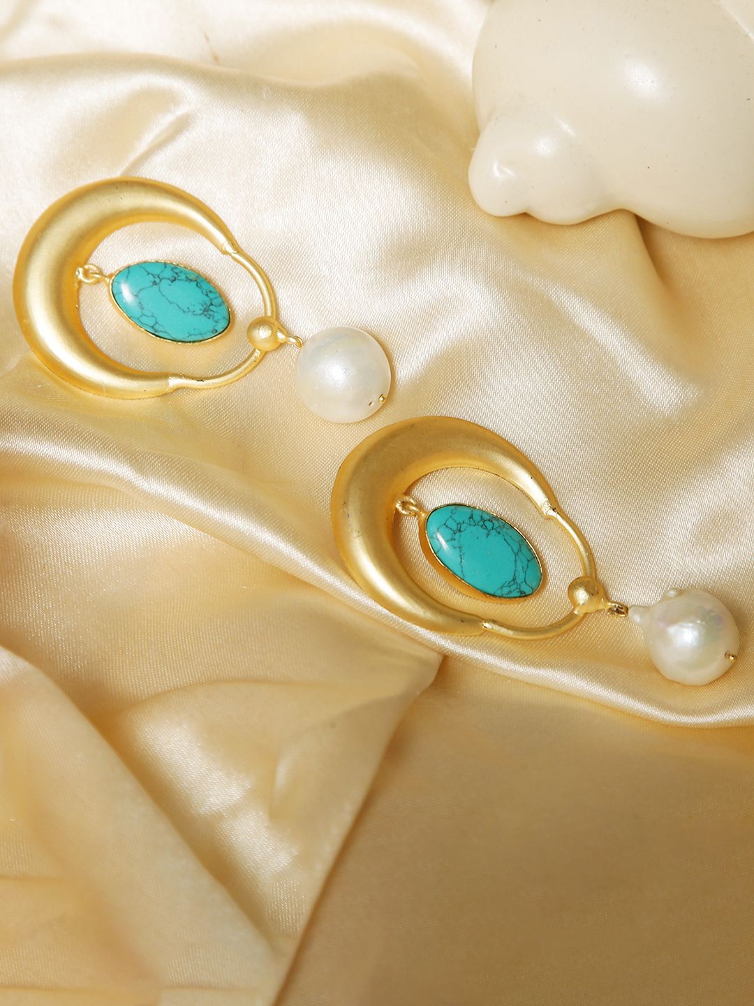 

XAGO Gold Plated Turquoise Contemporary Drop Earrings