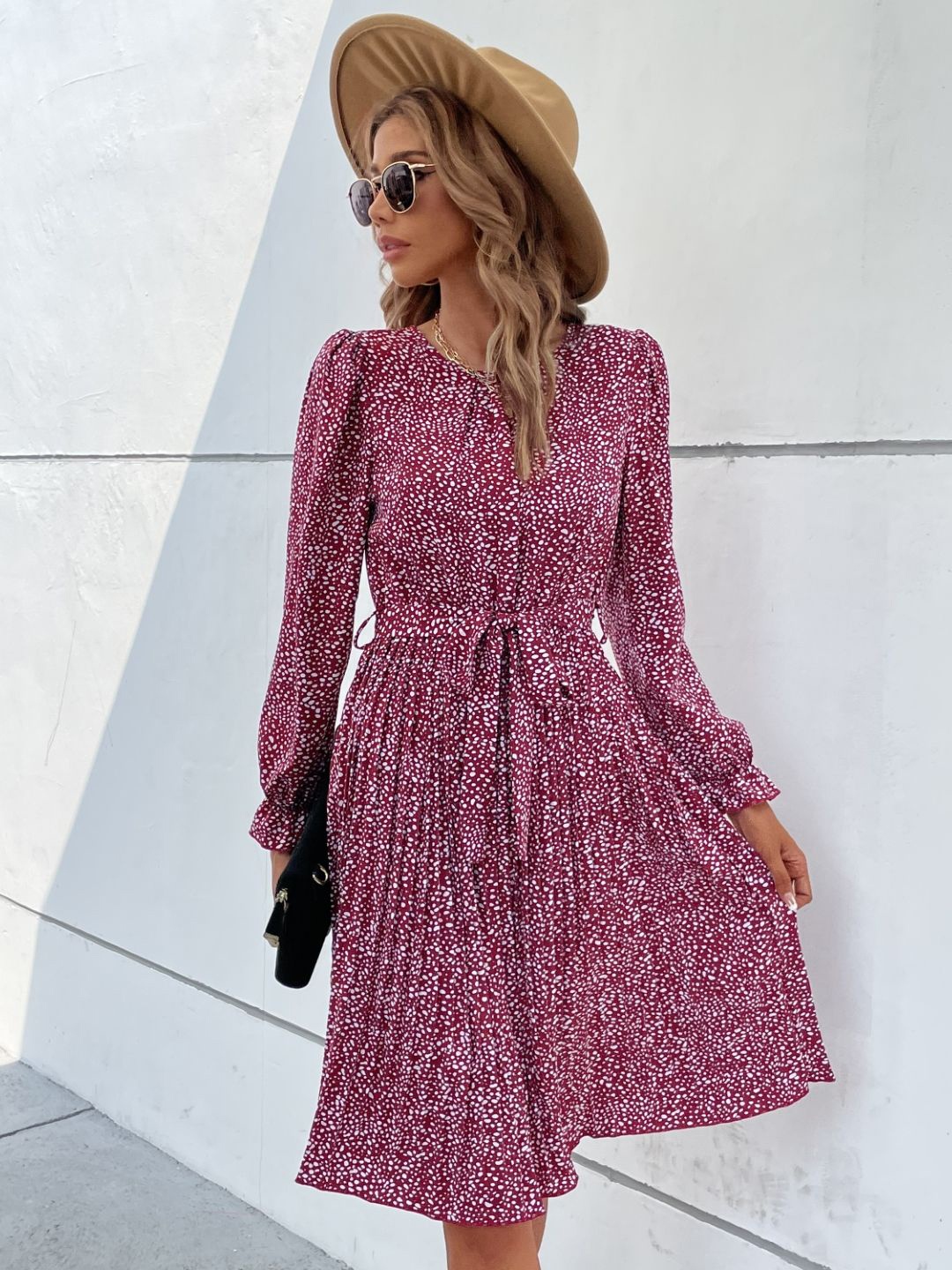 

StyleCast Printed Bell Sleeves A-Line Dress, Pink