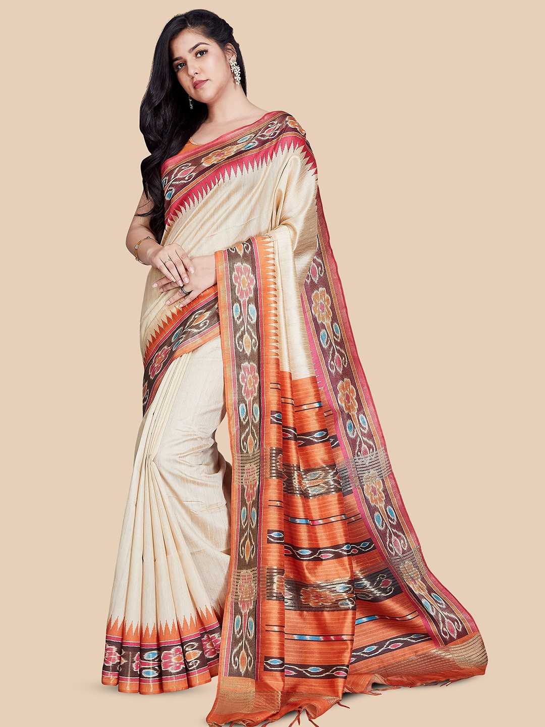 

Rani Saahiba Saree With Blouse piece, Beige