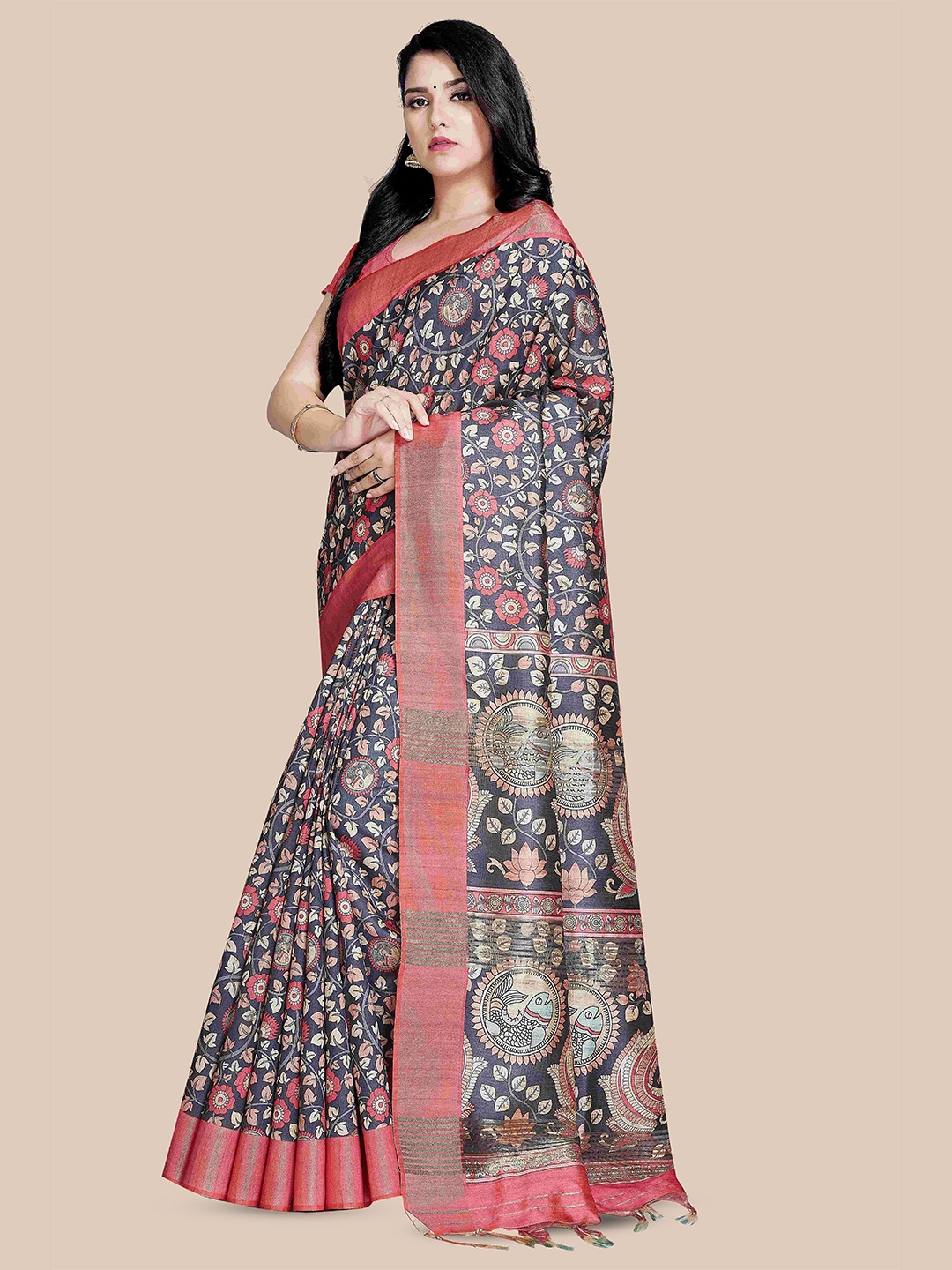 

Rani Saahiba Floral Saree, Black