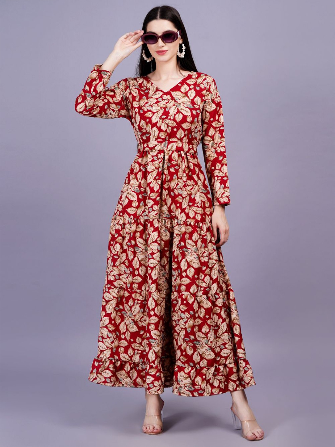

HIGHLIGHT FASHION EXPORT Floral Print Maxi Dress, Red
