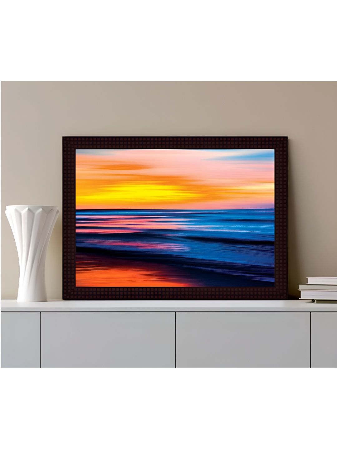 

Tamatina Blue & Orange Wooden Framed Blue Sea Canvas Painting Wall Art