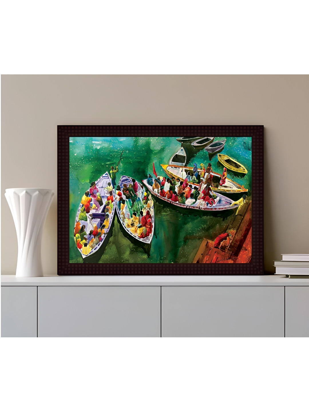

Tamatina Green Wooden Texture Framed Canvas Painting