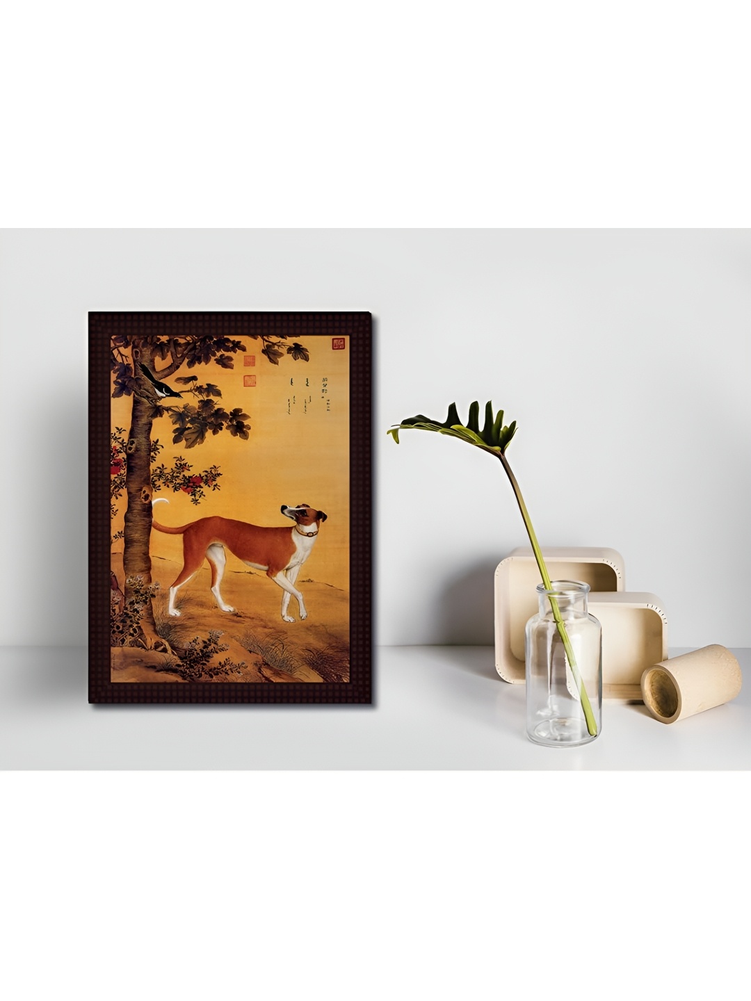 

Tamatina Yellow & Brown Feudal Dog Oriental Painting Wall Art