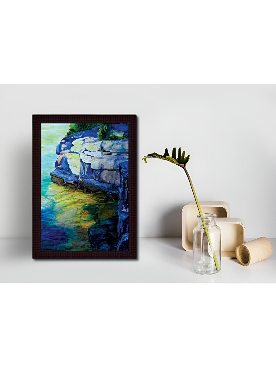 

Tamatina Blue Wooden Texture Framed Canvas Painting Wall Art