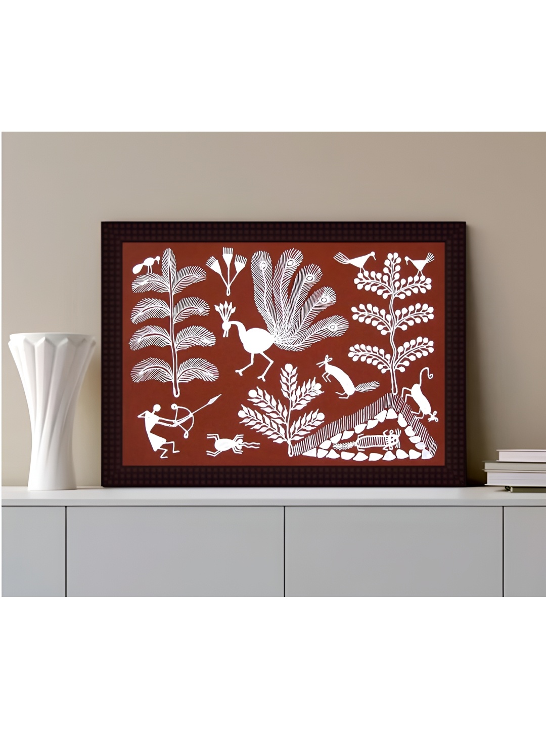 

Tamatina Brown & White Man on Hunt Canvas Painting Wall Art