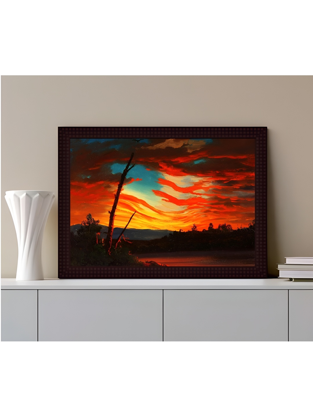 

Tamatina Black & Orange Wooden Texture Framed Canvas Painting Wall Art