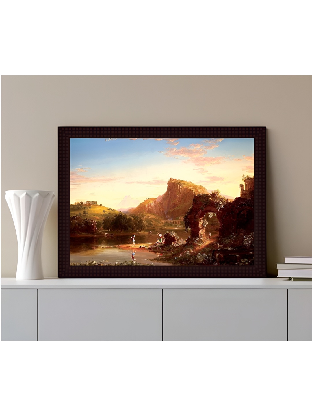 

Tamatina Blue & Brown Wooden Texture Framed Canvas Painting Wall Art