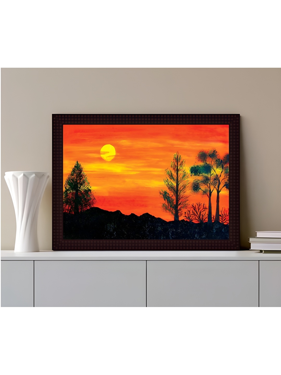 

Tamatina Orange & Black Wooden Texture Framed Canvas Wall Art