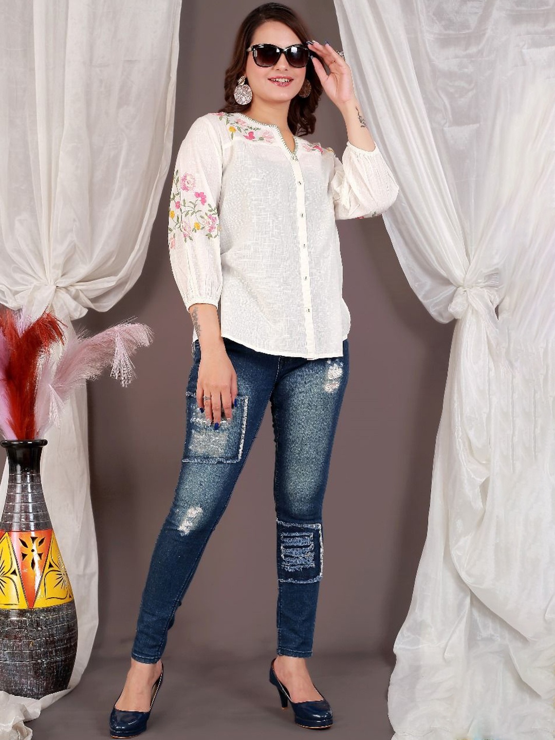 

BAESD Blouson Dress, White