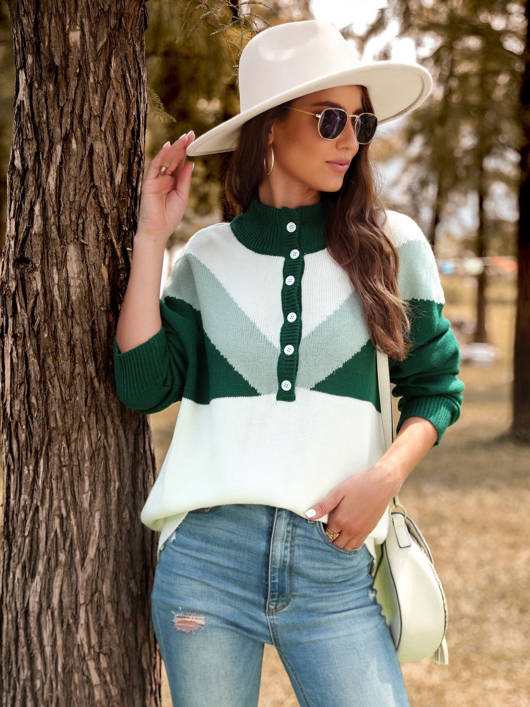 

StyleCast Colourblocked High Neck Shirt Style Top, Green