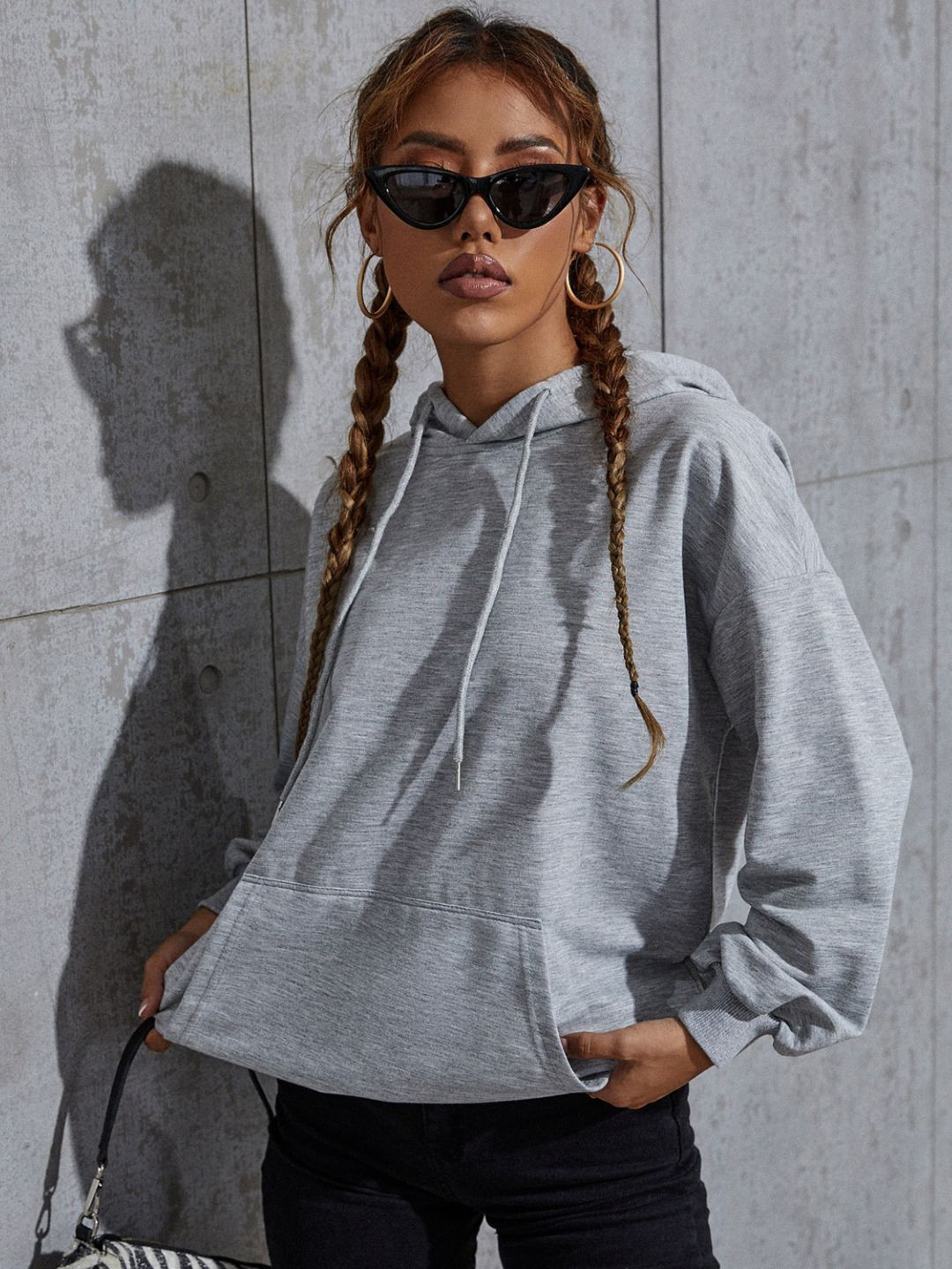 

StyleCast Women Typography Printed Hooded Pockets Sweatshirt, Grey