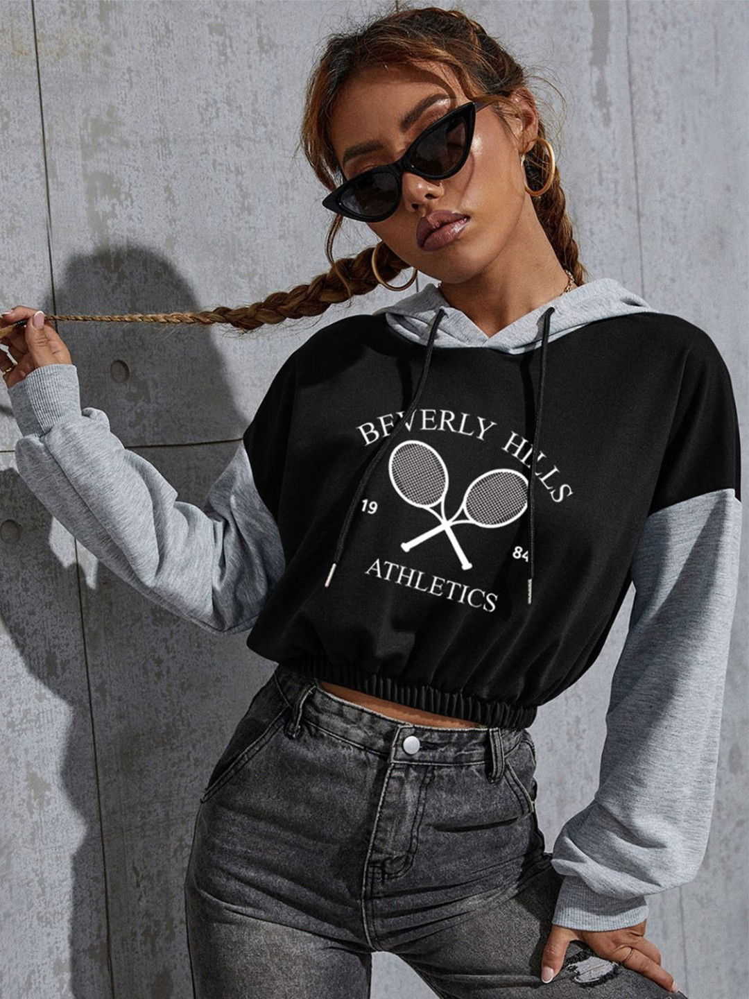 

StyleCast Women Typography Printed Hooded Sweatshirt, Black