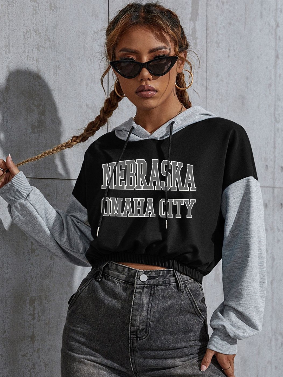 

StyleCast Women Typography Printed Hooded Sweatshirt, Black