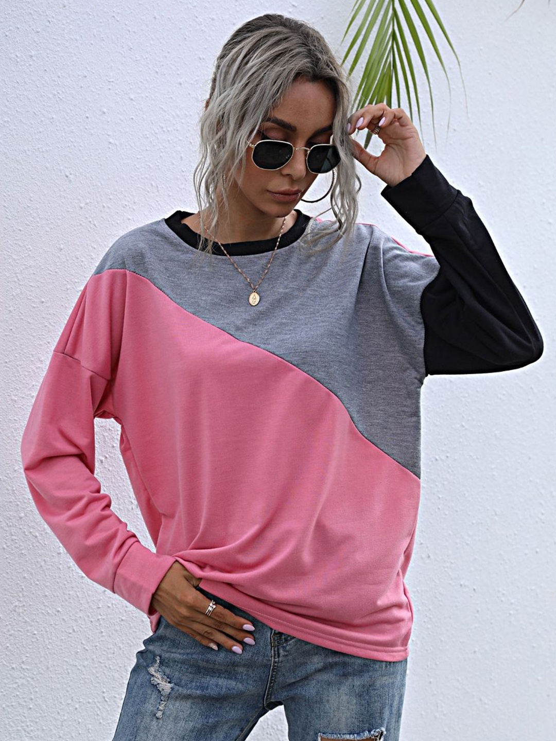 

StyleCast Women Round Neck Colourblocked Sweatshirt, Pink