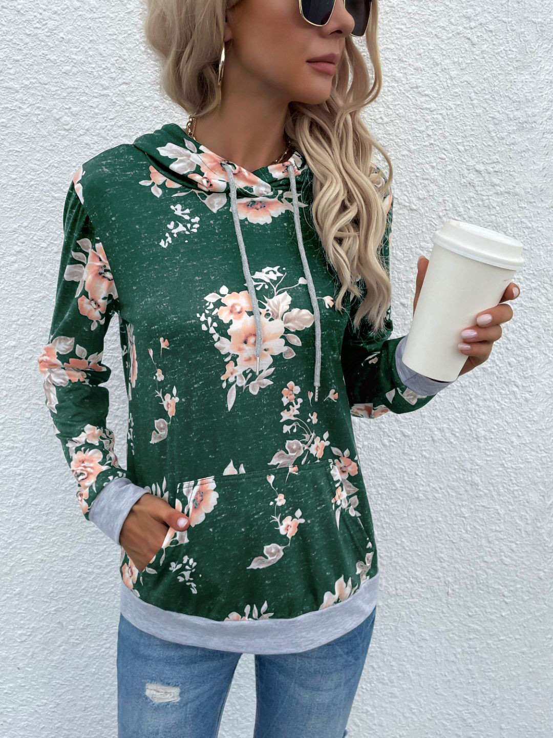 

StyleCast Women Floral Printed Turtle Neck Sweatshirt, Green