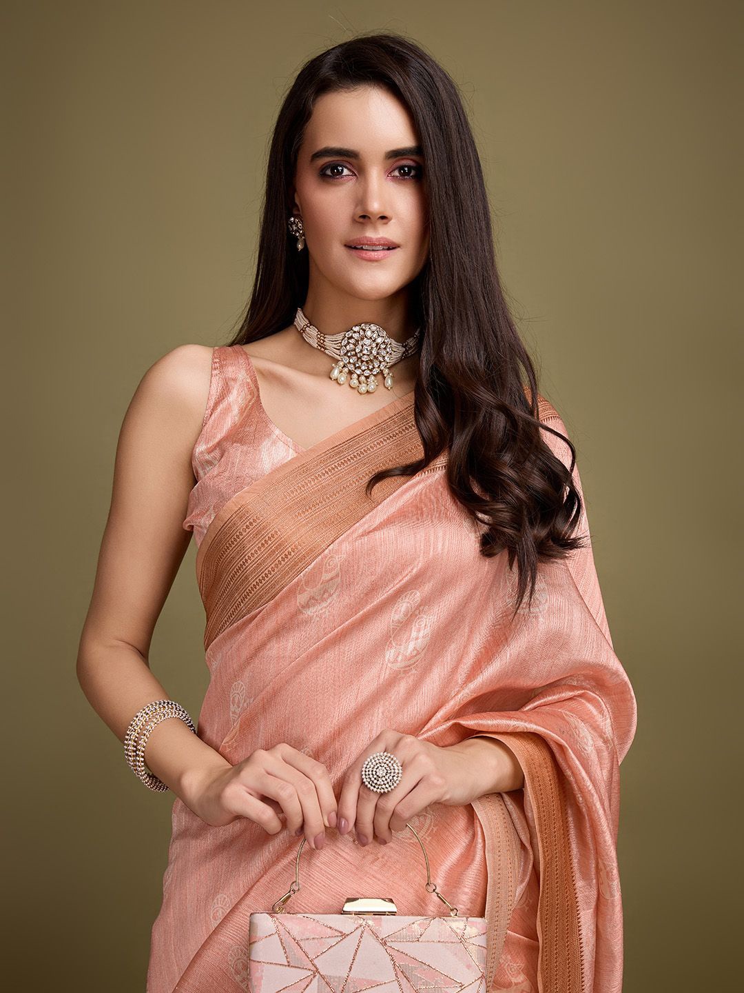 

Rekha Maniyar Ethnic Motifs Pure Silk Saree, Orange