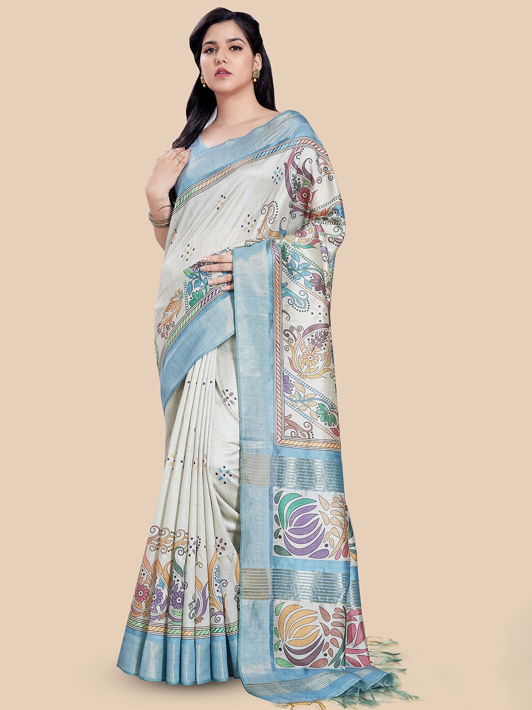 

Rani Saahiba Ethnic Motifs Tussar Saree, Blue