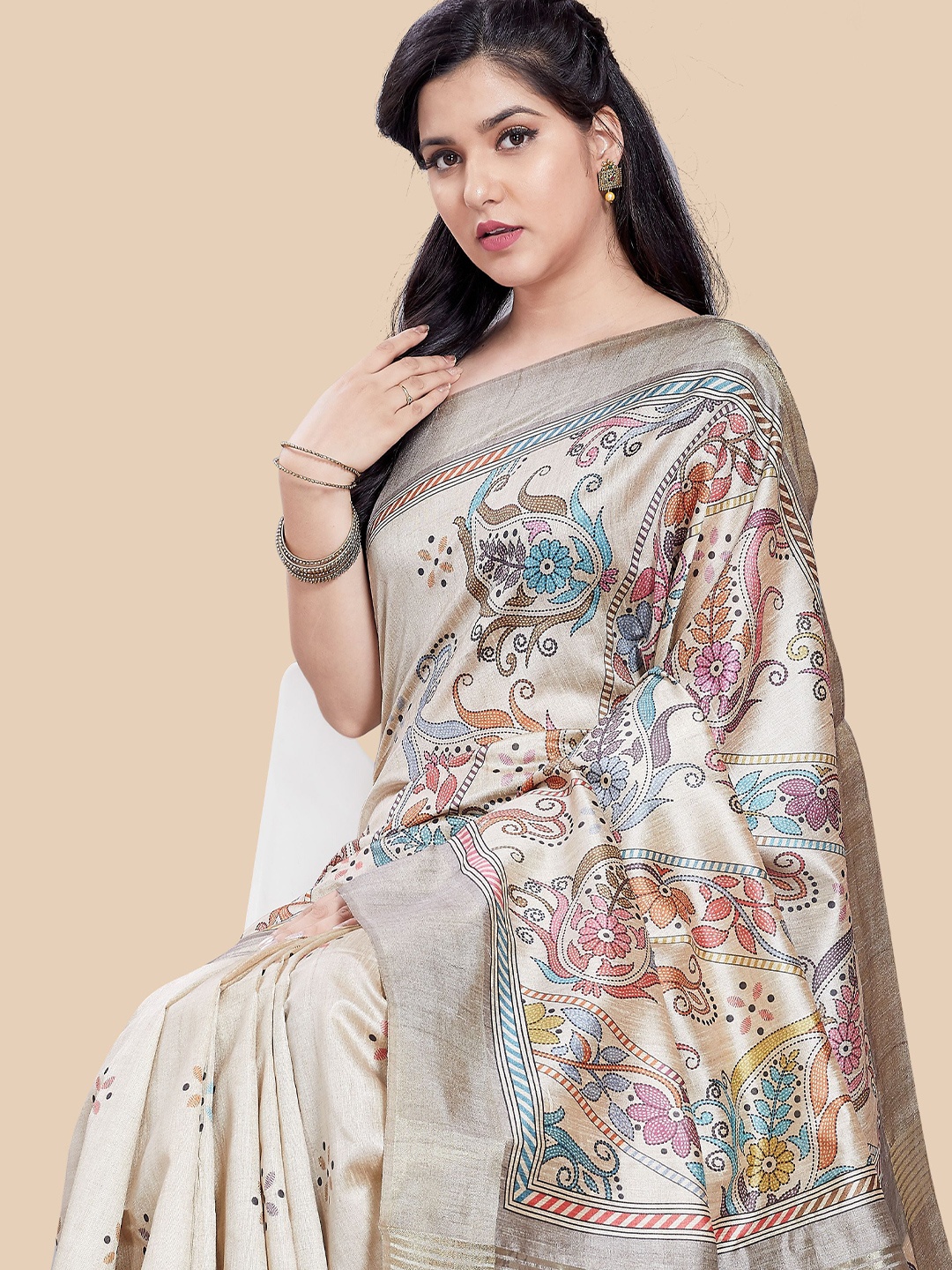 

Rani Saahiba Floral Zari Saree, Grey