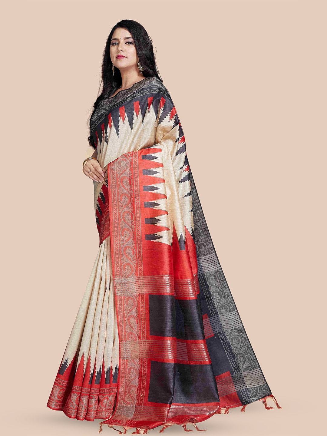 

Rani Saahiba Ethnic Motifs Tussar Saree, Beige