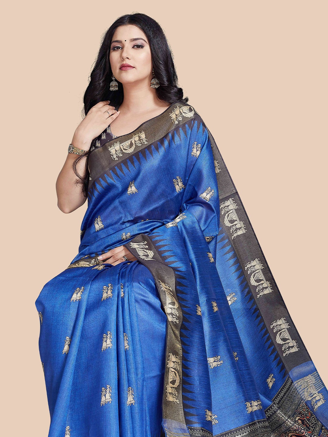 

Rani Saahiba Ethnic Motifs Printed Saree, Blue