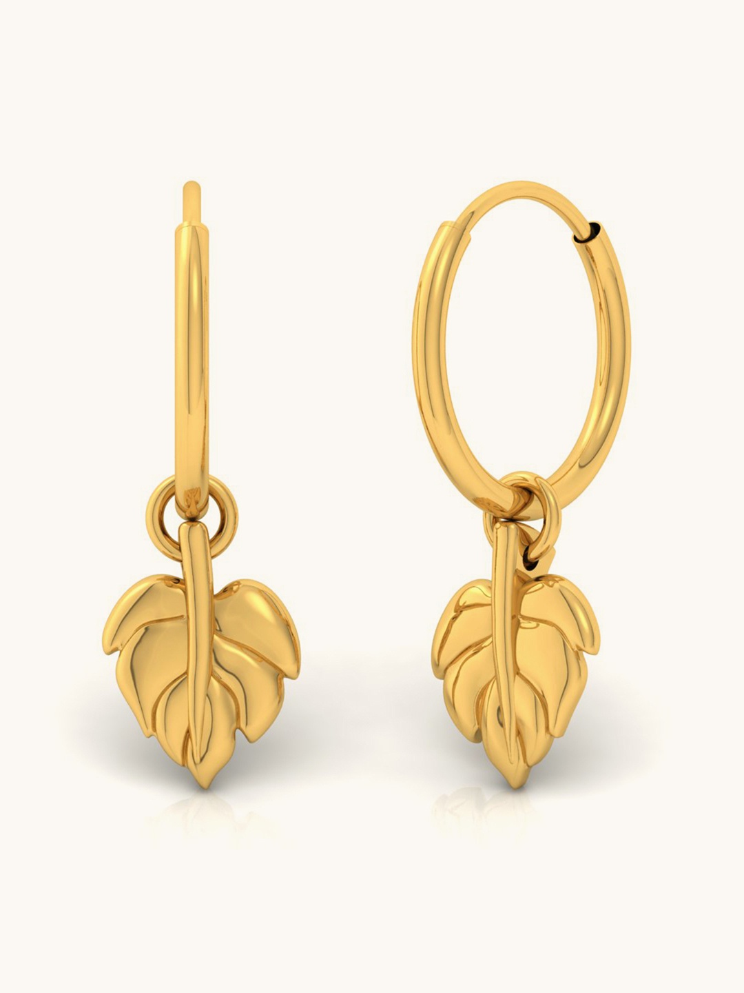 

Mabel 925 Sterling Silver 18KT Gold-Plated Leaf Shaped Hoop Earrings