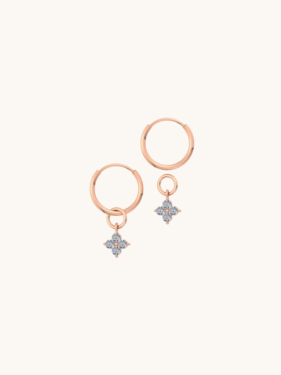 

Mabel 925 Sterling Silver Rose Gold Plated Cubic Zirconia Studded Hoop Earrings