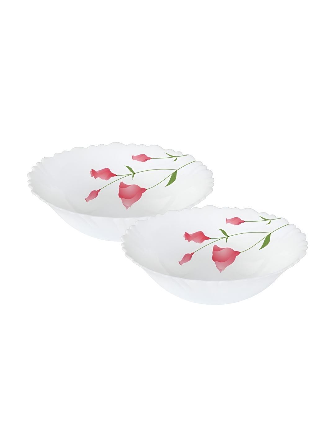 

Larah by BOROSIL Fluted Series Diana White & Pink 2 Pieces Printed Bowls 100 ml Each